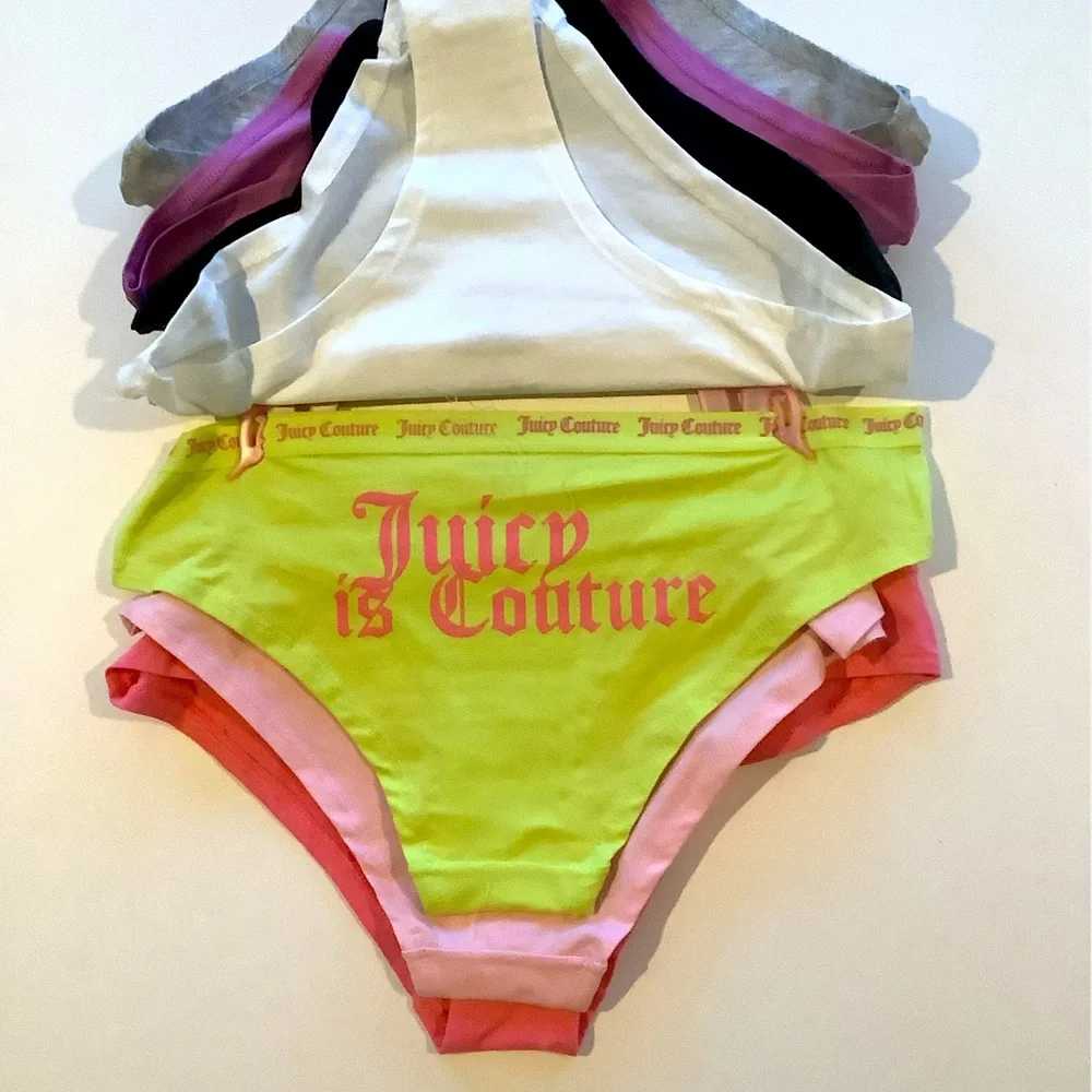 Juicy Couture Intimates 7 Pack Logo Panties Multicolor L New - Picture 3 of 9